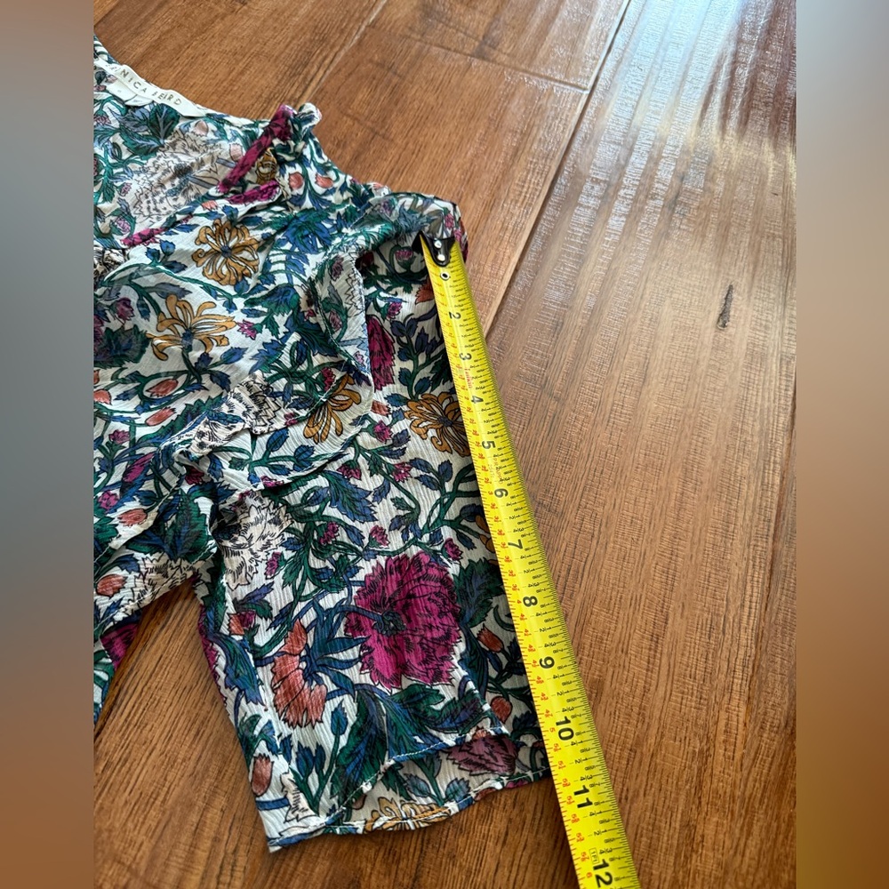 Veronica Beard Gwendoline Floral Silk Top Blouse Shirt Ruffles Button-6 - Picture 11 of 13